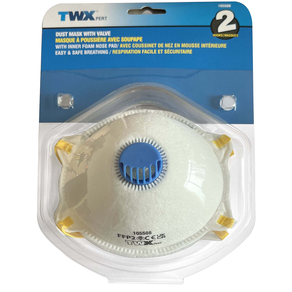 3 Ply Dust Mask With Valve 2PK