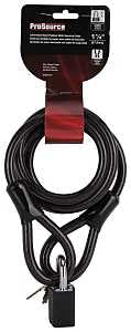 ProSource HD-HLL305LP-3L Cable Lock, Standard Shackle, 11/32 in Dia Shackle, 1-3/8 in H Shackle, Steel Shackle, Black