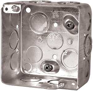 Hubbell 52171KBAR Ceiling Box, 4 in W, 2-1/8 in D, 4 in H, 8-Knockout, Metal, 3056553