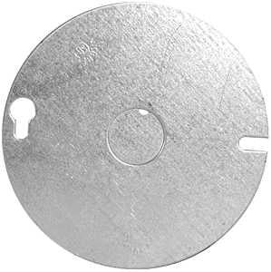 Hubbell 54-C-6 Box Cover, Flat, 4 in L, 4 in W, Round, Metal, 3056744