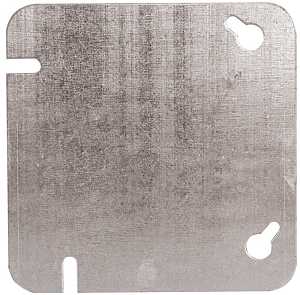 Hubbell 52C1BAR Flat Blank Utility Box Cover, 4 in L, 4 in W, Square, Steel, Galvanized, 3057585