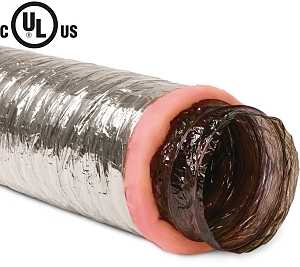Imperial MEA-0425 Air Duct, 4 in OD, 25 ft L, Polyester, Silver, Flex Pipe