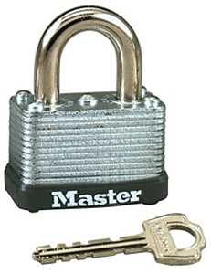 Master Lock 22D Padlock, Keyed Different Key, 1/4 in Dia Shackle, 5/8 in H Shackle, Steel Shackle, Steel Body, Laminated