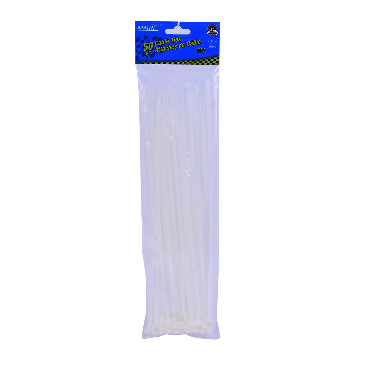 50PK Cable Ties 11.5in White