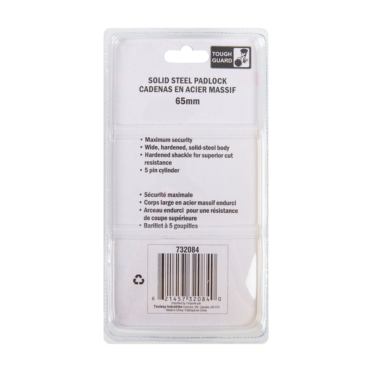 Solid Steel Padlock 65mm (2.5") Long Shackle