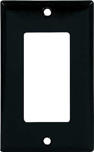 Single Gang Decora Wallplate, 4-1/2 in L, 2-3/4 in W, 1-Gang, Black, High-Gloss