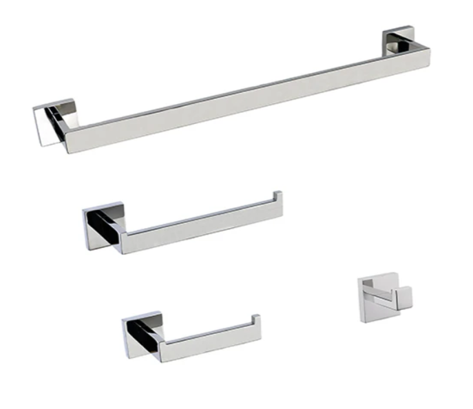 Kodaen Madison Square 4PC Bathroom Accessory Kit - Polished Chrome