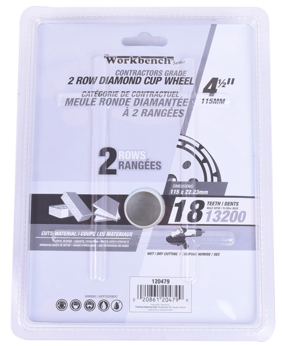 Toolway Segmented 2 Row Diamond Cup Wheel 1.5"