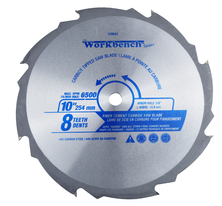 Toolway Saw Blade Fiber Cement 10", 8T Carbide Tipped