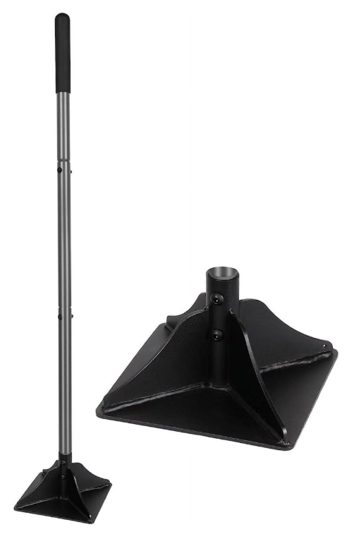 Toolway Heavy Duty Ground Tamper 10"x 10" Adjustable 48" Steel Handle With Rubber Grip