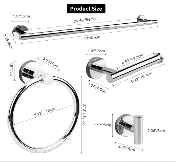 4 piece Bathroom Accessory Kit 24"