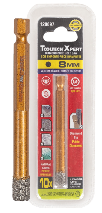 Toolway Diamond Core Hole Saw Bit 5/16" (8mm) Hex Shank