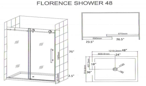 Shower King Florence 48" - Matte Black shower door