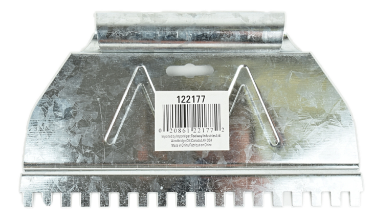 Toolway 9" Tile Trowel 1/4" x 3/8" x 1/4" Carbon Steel Square Notch