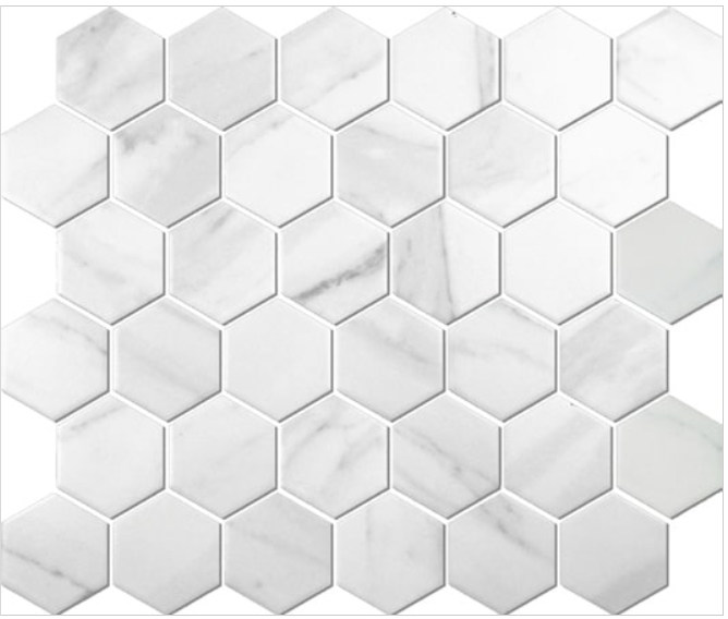 Sarana Trinidad Hex Backsplash Matte white/grey