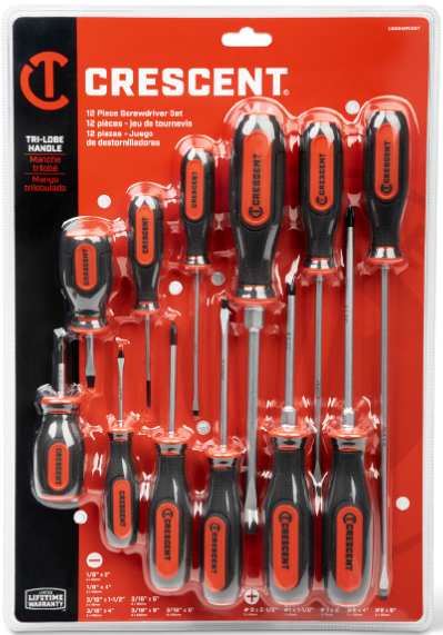Crescent 12PC Dual Material Screwdriver Set