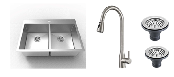 Sink:Allen + Roth Double Bowl Sink & Faucet Combo