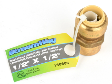 Shark Bite FNPT Straight Lead Free Push Coupling 1/2" x 1/2"