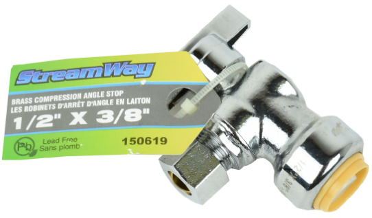 Shark Bite 90 Degree Shut Off 1/2" x 3/8" Lead Free
