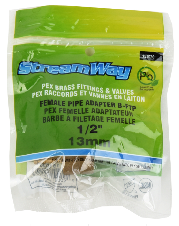 Brass Pex Adapter 1/2" Barb x 1/2" FPT