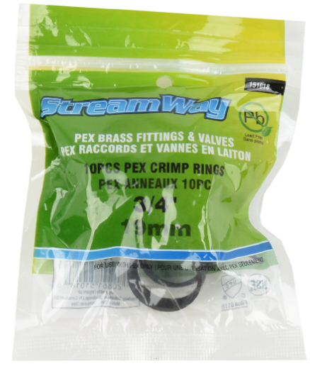 Pex Crimp Rings 3/4" 10Pk