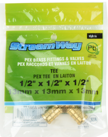 Brass Pex Tee 1/2" x 1/2"
