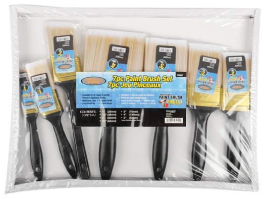 7PC Professional Synthetic Paint Brushes Set (1in; 1½in; 2in; 2in; 2½in)