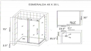 Esmerelda 48" Glass doors, Chrome