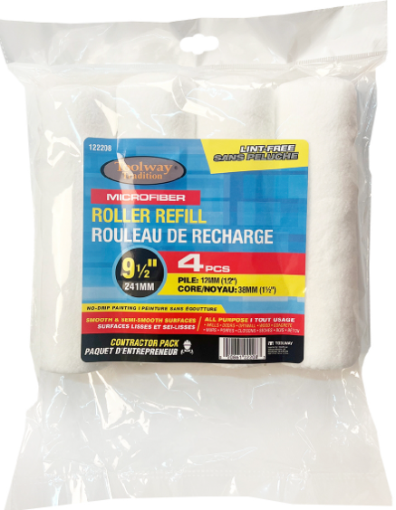 4PK Paint Roller Refill Microfiber 9.5", 12 mm Pile