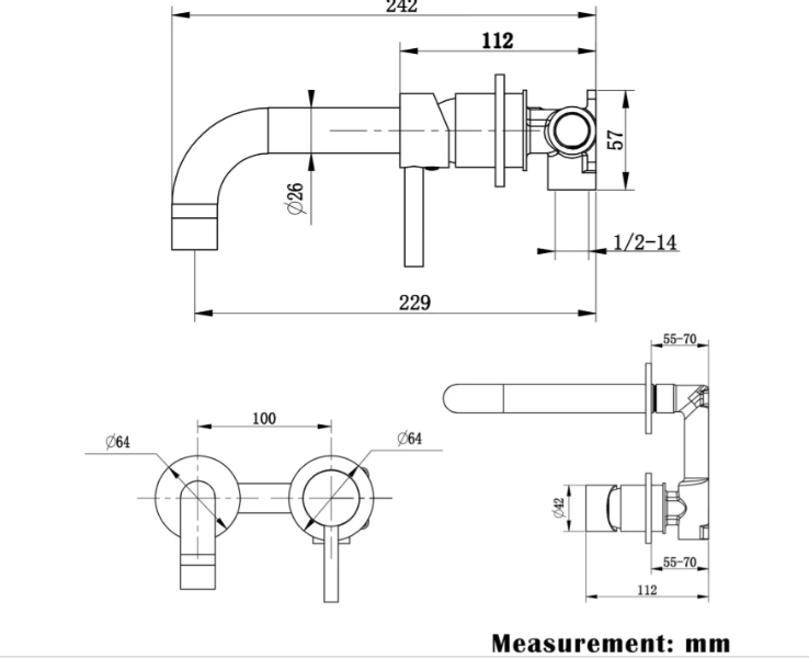 Kodaen Wall Mount Vanity Faucet F14104CP