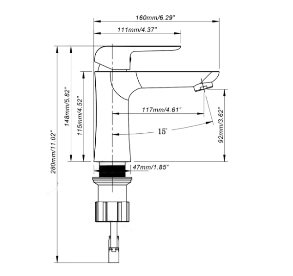 Kodaen Boston Single Hole Vanity Faucet F11150MB