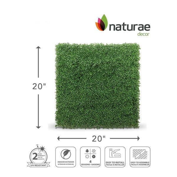 Naturae Décor Boxwood 20 in x 20 in Foliage Panel 4PK