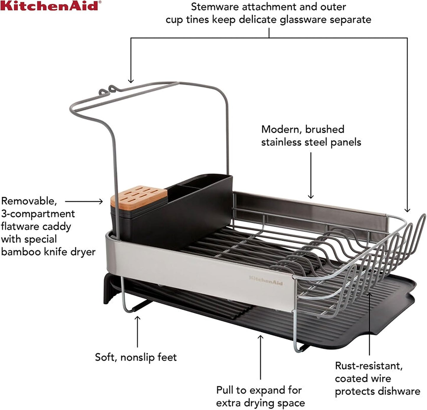 Kitchen Aid Dish Tray With Expandable Drain Board