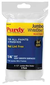Purdy 140624010 Jumbo Mini Roller Cover, 1/4 in Thick Nap, 4-1/2 in L, Dralon Fabric Cover