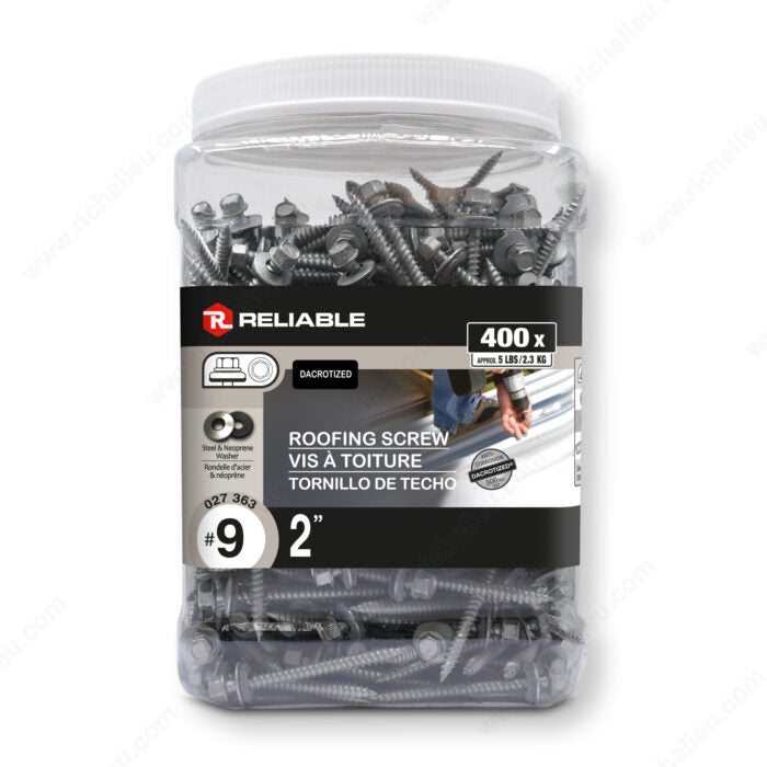 Reliable Roofing RSZ92J Screw with Washer, #9-15 Thread, 1-1/2 in, 500/PK, Dacrtized