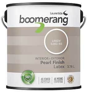 Boomerang Recycled 5383-93L19 Paint, Pearl Sheen, Linen, 3.78 L, 430 sq-ft Coverage Area