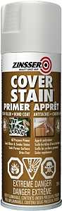 Zinsser Z03618 Primer, 400 sq-ft/gal Coverage Area, Flat, White, 369 g, Aerosol Can