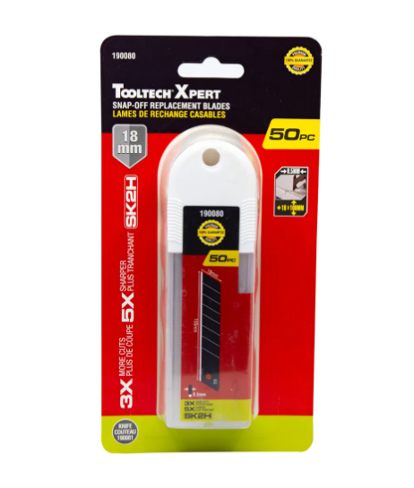 Toolway 50PC Snap-off Blades SK2H 18mm With Dispenser