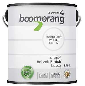 Boomerang Recycled 5181 Series 5181-10L19 Interior Paint, Velvet, Moonlight, 3.78 L, 40 sq-m Coverage Area