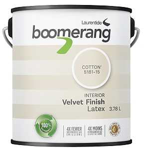 Boomerang Recycled 5181 Series 5181-15L19 Interior Paint, Velvet, Cotton, 3.78 L, 40 sq-m Coverage Area