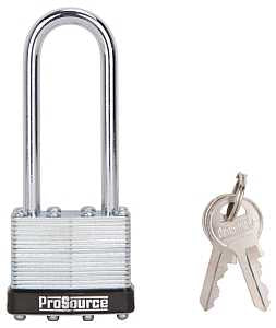 ProSource HD00040L-3L Padlock, Long Shackle, 1/4 in Dia Shackle, 2-3/4 in H Shackle, Steel Shackle, Steel Body