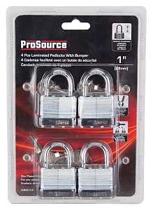 ProSource HD-3DX4-3L Padlock Set, Standard Shackle, 1/4 in Dia Shackle, 1-1/4 in H Shackle, Steel Shackle, Steel Body