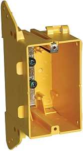 Hubbell 2001R Outlet Box, 1-Gang, Plastic/Resin, Yellow, Flush