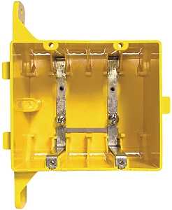 Hubbell 2022R Outlet Box, 2-Gang, PVC, Yellow, Bracket