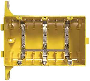 Hubbell 2023R Outlet Box, 3-Gang, Plastic/Resin, Yellow, Flush