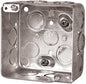 Hubbell 52171KBAR Ceiling Box, 4 in W, 2-1/8 in D, 4 in H, 8-Knockout, Metal, 3056553