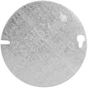 Hubbell 54C1BAR Flat Box Cover, 4 in Dia, Round, Steel, Silver, 3056587