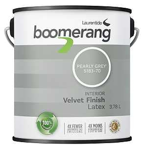 Boomerang 5183 Series 5183-70L19 Interior Paint, Velvet, Pearly Gray, 3.78 L, 40 sq-m Coverage Area