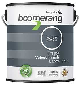Boomerang Recycled 5183 Series 5183-38L19 Interior Paint, Velvet, Thunder, 3.78 L, 40 sq-m Coverage Area