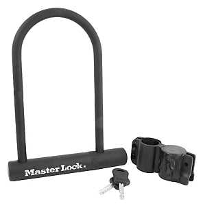 Master Lock 8170D Bike U-Lock, Keyed Different Key, 1/2 in Dia Shackle, Steel Body, 6-1/8 in W Body
